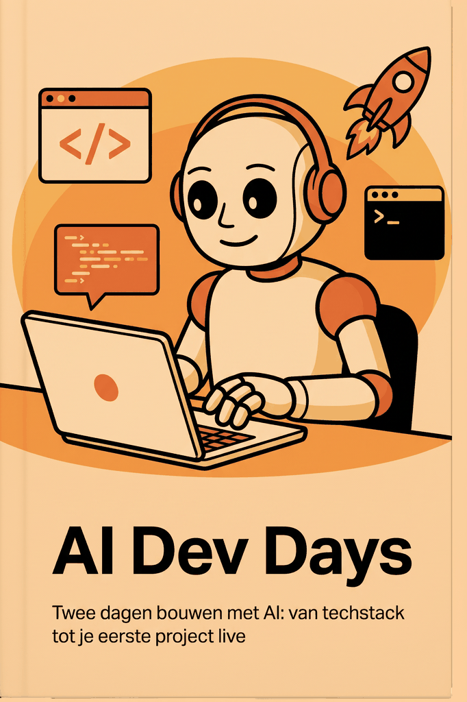 AI Dev Days booklet with the Umely robot behind a laptop